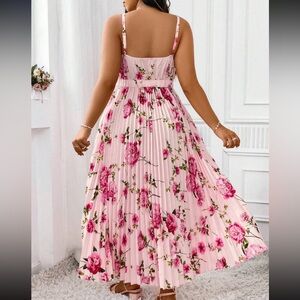 Dresses | Boho Luxe Floral Print Pink Pleated Maxi Dress | Poshmark